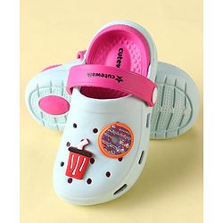 Cute Walk by Babyhug Clogs with Backstrap & Food Applique - Dark Pink