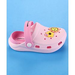 Cute Walk by Babyhug Clogs with Back Strap & Floral Applique - Pink