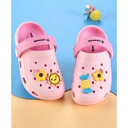 Cute Walk by Babyhug Clogs with Back Strap & Floral Applique - Pink