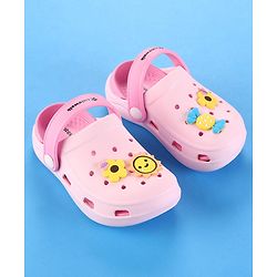 Cute Walk by Babyhug Clogs with Back Strap & Floral Applique - Pink