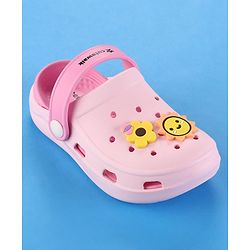 Cute Walk by Babyhug Clogs with Back Strap & Floral Applique - Pink
