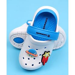 Cute Walk by Babyhug Clogs with Back Strap Closure & Bear Applique - Blue