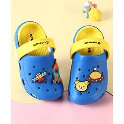 Cute Walk by Babyhug Clogs with Backstrap & Space Theme Applique - Blue