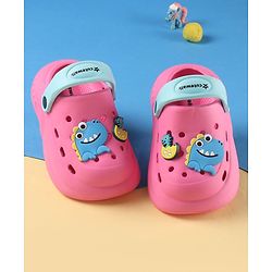Cute Walk by Babyhug Clogs with Back Strap Closure & Dino Applique - Dark Pink