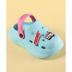 Cute Walk by Babyhug Clogs with Back Strap Closure & Vehicle Applique - Light Blue