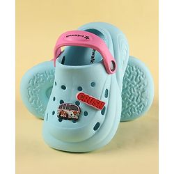 Cute Walk by Babyhug Clogs with Back Strap Closure & Vehicle Applique - Light Blue