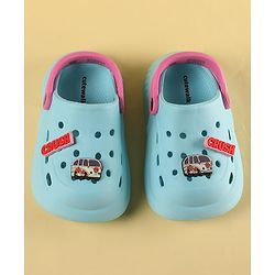 Cute Walk by Babyhug Clogs with Back Strap Closure & Vehicle Applique - Light Blue