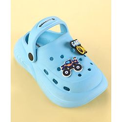 Cute Walk by Babyhug Clogs with Back Strap & Game On Applique - Light Blue