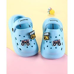 Cute Walk by Babyhug Clogs with Back Strap & Game On Applique - Light Blue