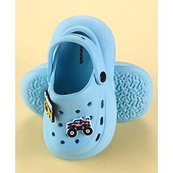 Cute Walk by Babyhug Clogs with Back Strap & Game On Applique - Light Blue