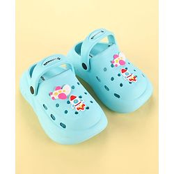 Cute Walk by Babyhug Clogs with Back Strap & Space Theme Applique - Light Blue