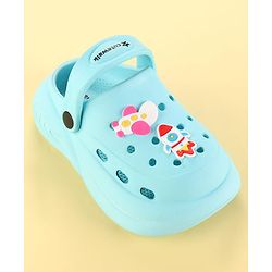 Cute Walk by Babyhug Clogs with Back Strap & Space Theme Applique - Light Blue