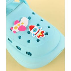 Cute Walk by Babyhug Clogs with Back Strap & Space Theme Applique - Light Blue