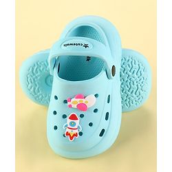 Cute Walk by Babyhug Clogs with Back Strap & Space Theme Applique - Light Blue
