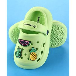 Cute Walk by Babyhug Clogs with Back Strap Closure & Fruits Applique - Green