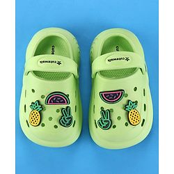 Cute Walk by Babyhug Clogs with Back Strap Closure & Fruits Applique - Green