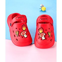 Cute Walk by Babyhug Clogs with Back Strap & Mushroom Applique -  Red