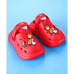 Cute Walk by Babyhug Clogs with Back Strap & Mushroom Applique -  Red