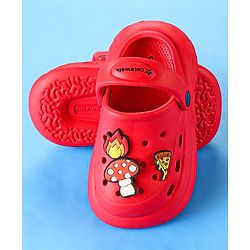 Cute Walk by Babyhug Clogs with Back Strap & Mushroom Applique -  Red