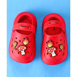 Cute Walk by Babyhug Clogs with Back Strap & Mushroom Applique -  Red