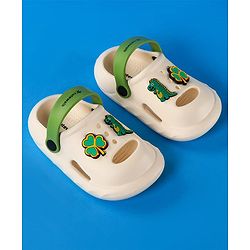 Cute Walk by Babyhug Clogs With Backstrap Closure Dino & Clover Appliques - White