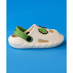 Cute Walk by Babyhug Clogs With Backstrap Closure Dino & Clover Appliques - White