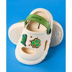 Cute Walk by Babyhug Clogs With Backstrap Closure Dino & Clover Appliques - White