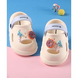 Cute Walk by Babyhug Clogs with Back Strap Closure & Paper Plane Applique - Cream