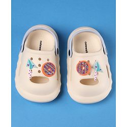 Cute Walk by Babyhug Clogs with Back Strap Closure & Paper Plane Applique - Cream