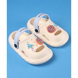Cute Walk by Babyhug Clogs with Back Strap Closure & Paper Plane Applique - Cream
