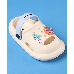 Cute Walk by Babyhug Clogs with Back Strap Closure & Paper Plane Applique - Cream