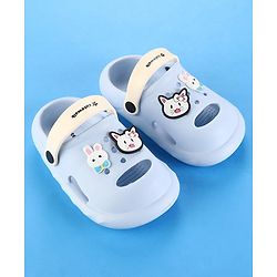 Cute Walk by Babyhug Clogs With Back Strap Kitty & Bunny Appliqulue - Light Blue