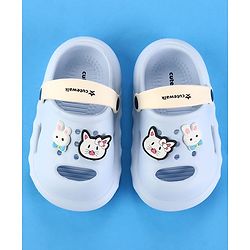 Cute Walk by Babyhug Clogs With Back Strap Kitty & Bunny Appliqulue - Light Blue
