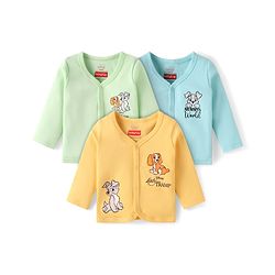 Babyhug Disney Interlock Knit Full Sleeves Jhablas with Lady & the Tramp Graphic Pack of 3 - Yellow Light Green & Blue
