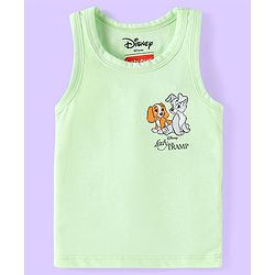 Babyhug Disney Cotton Knit Sleeveless Vests With Lady And The Tramp Graphics Pack of 3 - White Light Blue & Light Green