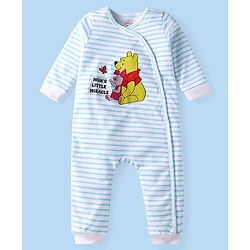 Babyhug Disney Interlock Knit Full Sleeves Rompers With Winnie The Pooh Graphics Pack of 3 - Yellow White & Blue