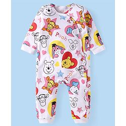 Babyhug Disney Interlock Knit Full Sleeves Rompers With Winnie The Pooh Graphics Pack of 3 - Yellow White & Blue