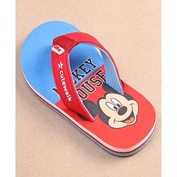 Cute Walk by Babyhug Disney Mickey Mouse Printed Slip On Flip Flops - Blue