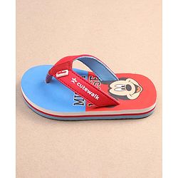 Cute Walk by Babyhug Disney Mickey Mouse Printed Slip On Flip Flops - Blue