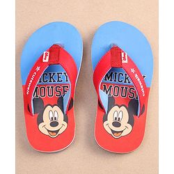 Cute Walk by Babyhug Disney Mickey Mouse Printed Slip On Flip Flops - Blue
