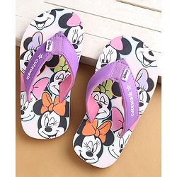 Cute Walk by Babyhug Flip Flops with Minnie Mouse Print - Purple