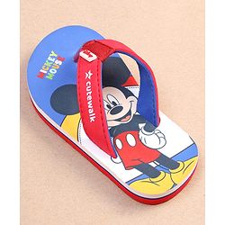 Cute Walk by Babyhug Disney Mickey Mouse Printed Slip On Flip Flops - Blue