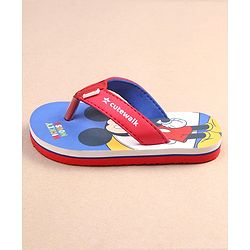 Cute Walk by Babyhug Disney Mickey Mouse Printed Slip On Flip Flops - Blue