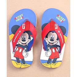 Cute Walk by Babyhug Disney Mickey Mouse Printed Slip On Flip Flops - Blue
