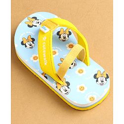 Cute Walk by Babyhug Flip Flops with Back Strap Closure Minnie Mouse Print - Yellow