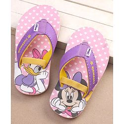 Cute Walk by Babyhug Disney Minnie Mouse & Daisy Printed Flip Flops with Back Strap - Purple