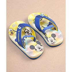 Cute Walk by Babyhug Disney Mickey Mouse Printed Flip Flops with Back Strap - Yellow