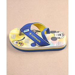 Cute Walk by Babyhug Disney Mickey Mouse Printed Flip Flops with Back Strap - Yellow