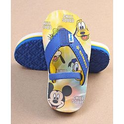 Cute Walk by Babyhug Disney Mickey Mouse Printed Flip Flops with Back Strap - Yellow