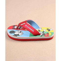 Cute Walk by Babyhug Disney Mickey Mouse Printed Slip On Flip Flops - Red